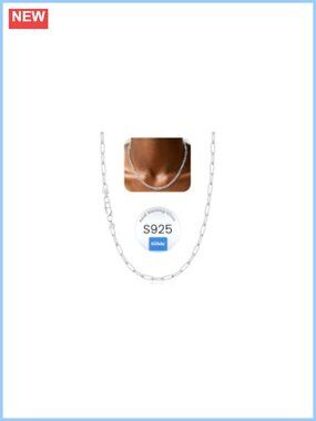 925 Sterling Silver Paperclip Necklace Women's Chain